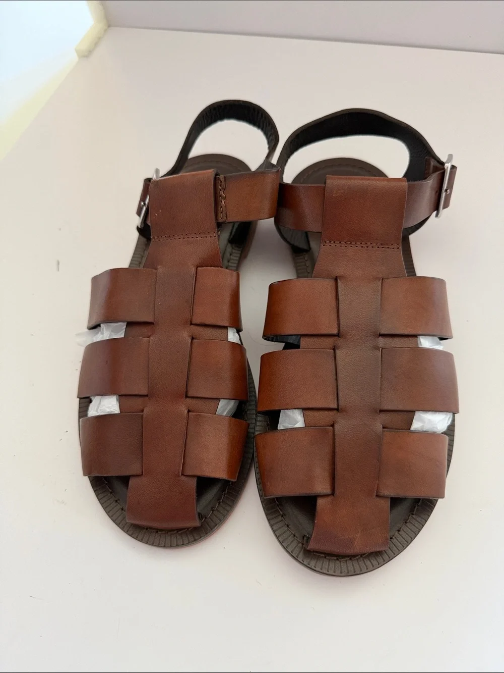 Todd Snyder Brown Leather Fisherman Sandals Sz 10.  New. Tub9
